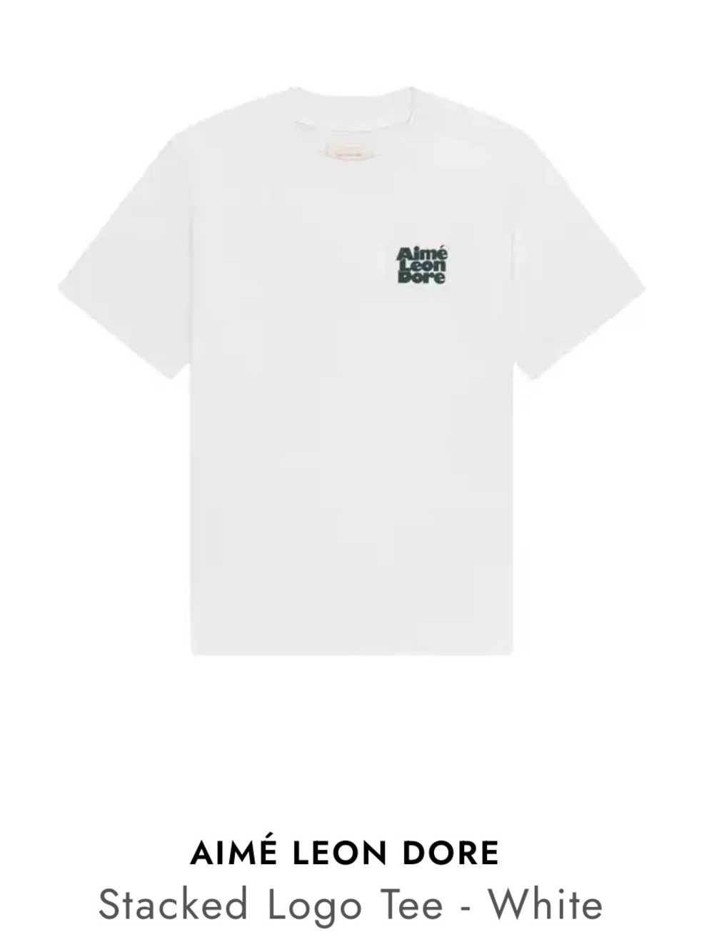 Aime Leon Dore White Stacked Logo Tee